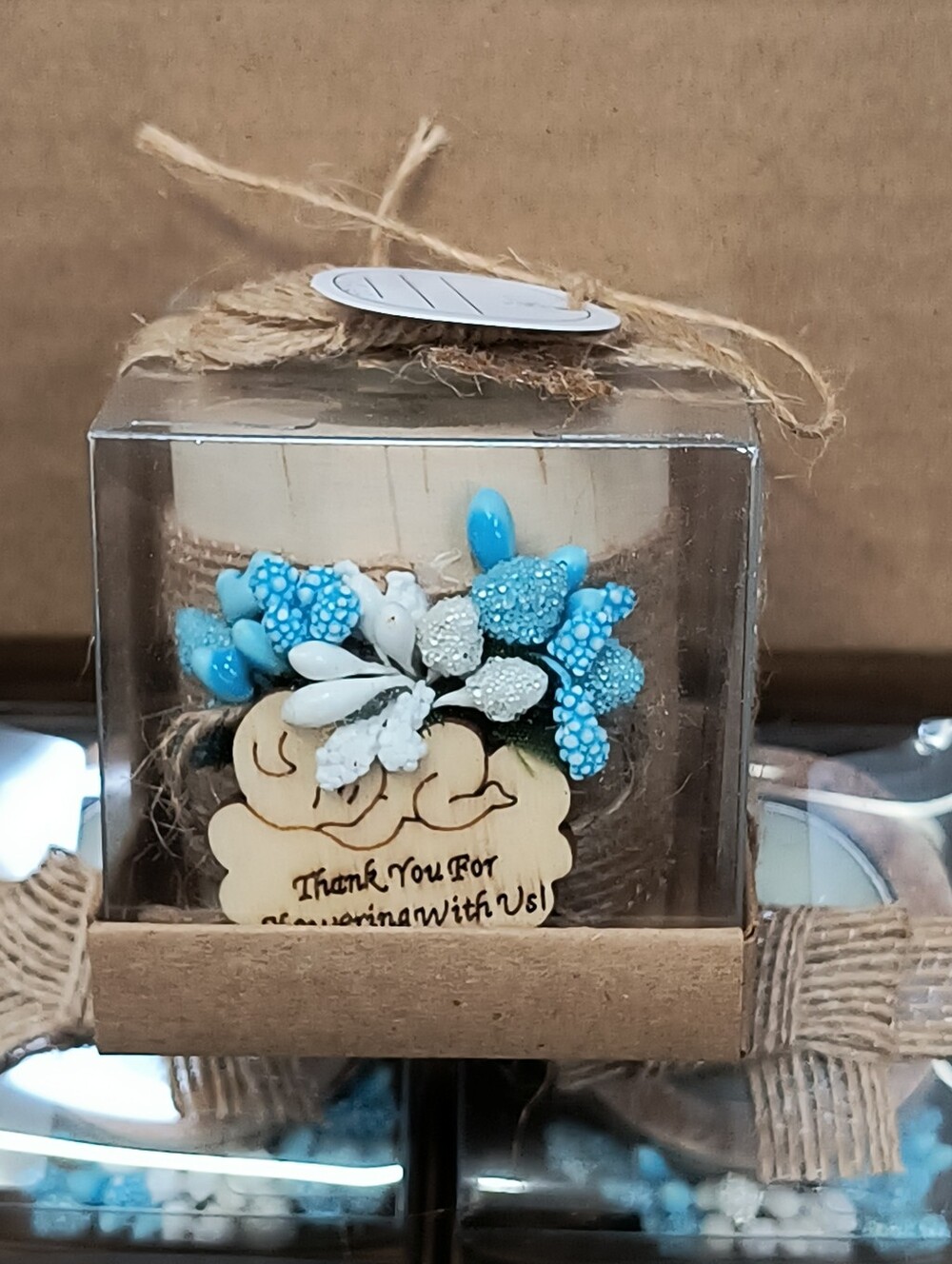 10 Pcs Handmade Wood Tea Candle Holder " Thank You For Showering With Us"